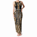 Aotearoa Kati Mamoe Tank Maxi Dress Maori Brown Tribal Paua Shell Pattern