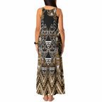 Aotearoa Kati Mamoe Tank Maxi Dress Maori Brown Tribal Paua Shell Pattern