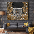 Aotearoa Kati Mamoe Tapestry Maori Brown Tribal Paua Shell Pattern