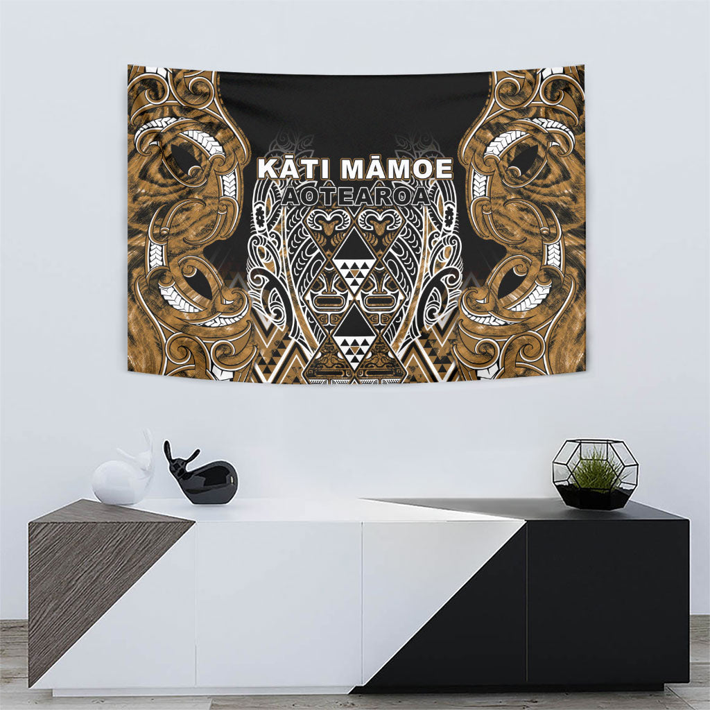 Aotearoa Kati Mamoe Tapestry Maori Brown Tribal Paua Shell Pattern