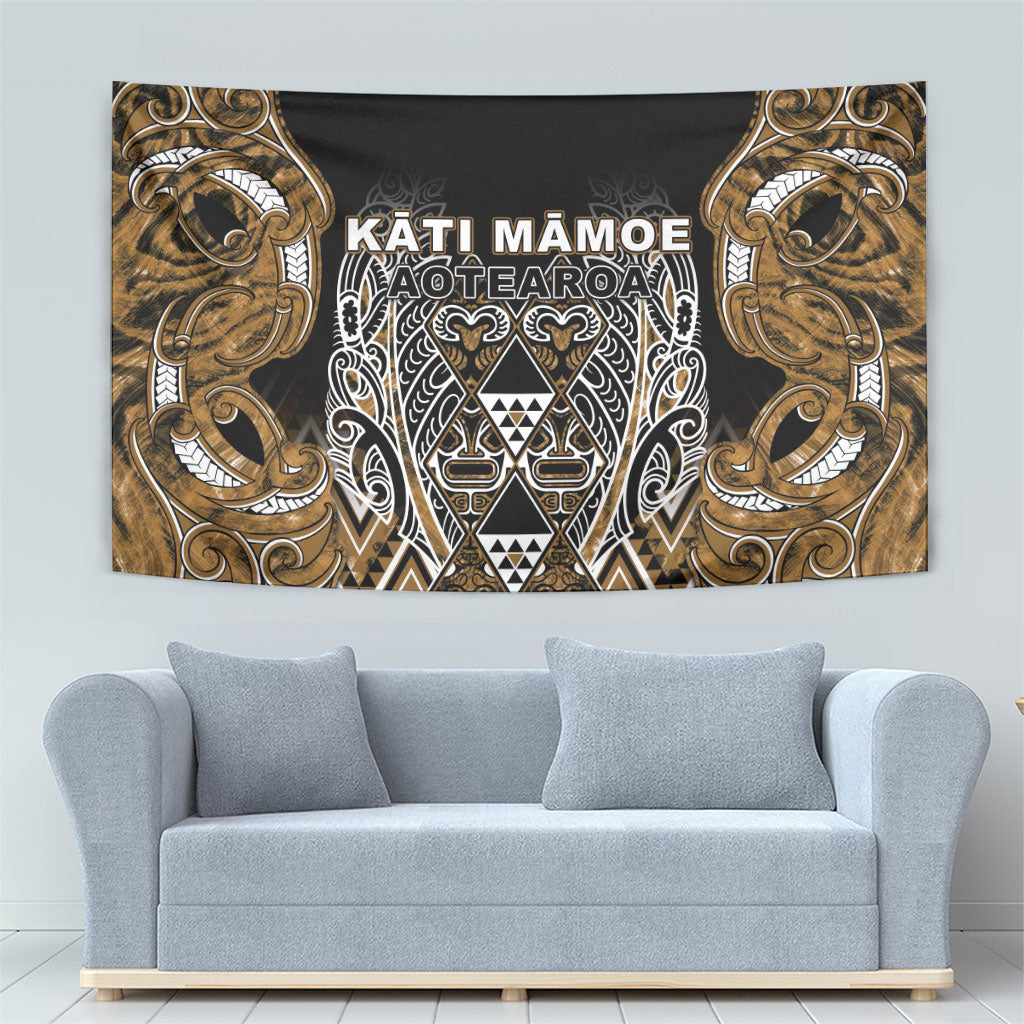 Aotearoa Kati Mamoe Tapestry Maori Brown Tribal Paua Shell Pattern