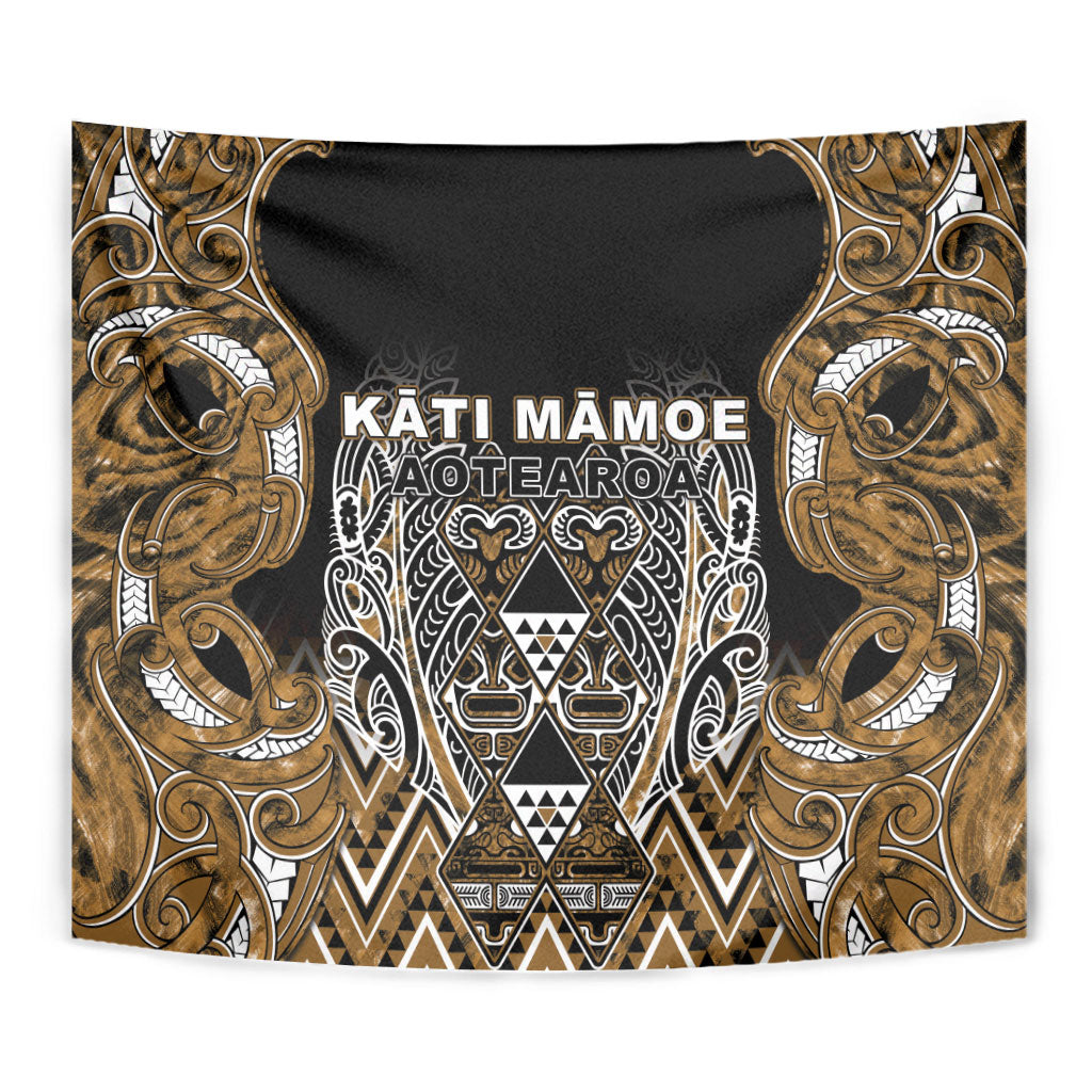 Aotearoa Kati Mamoe Tapestry Maori Brown Tribal Paua Shell Pattern