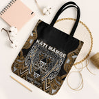 Aotearoa Kati Mamoe Tote Bag Maori Brown Tribal Paua Shell Pattern