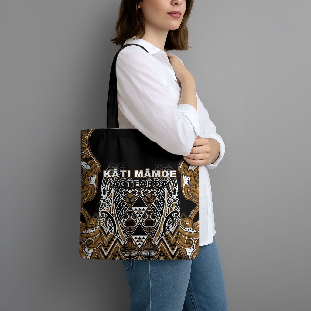 Aotearoa Kati Mamoe Tote Bag Maori Brown Tribal Paua Shell Pattern