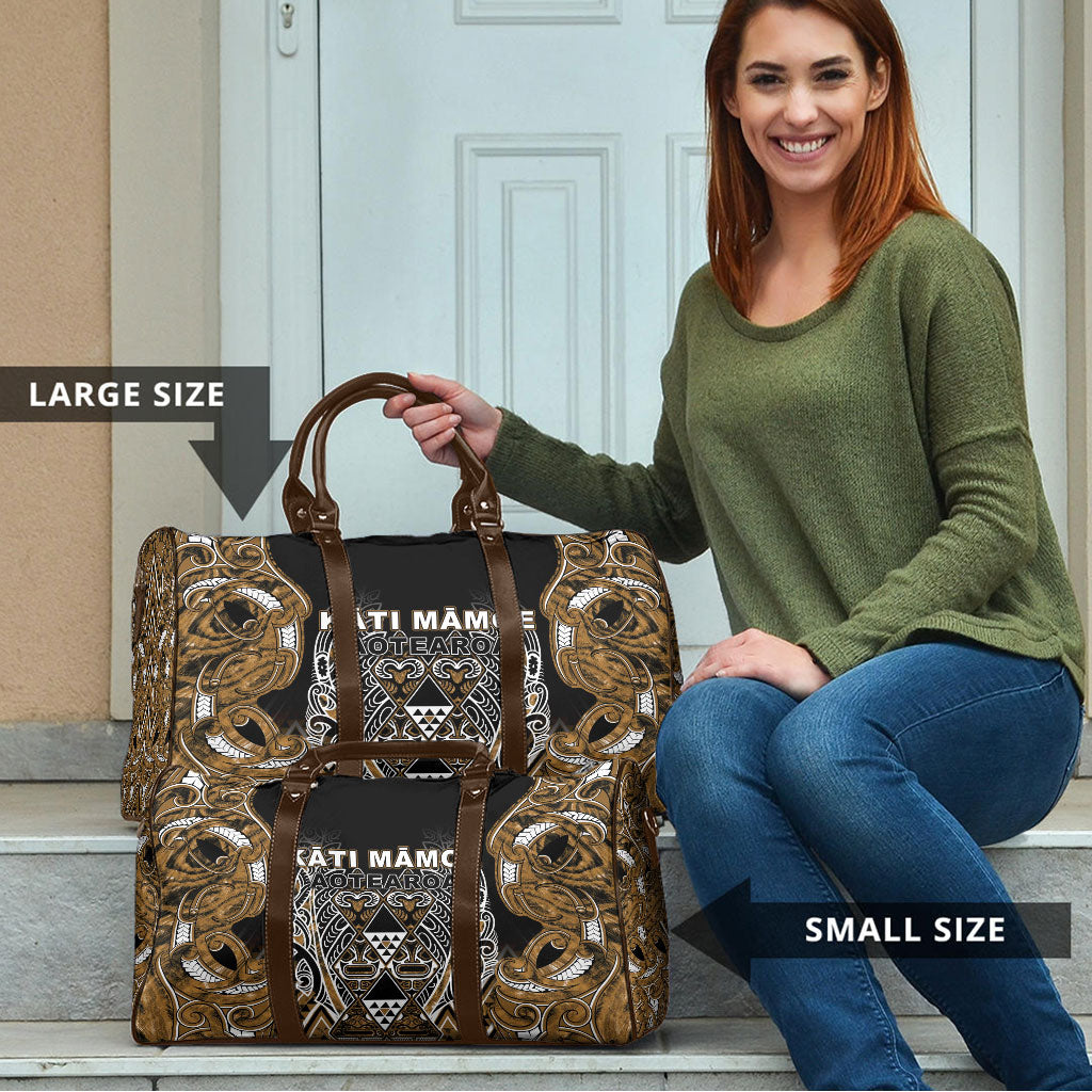Aotearoa Kati Mamoe Travel Bag Maori Brown Tribal Paua Shell Pattern