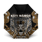Aotearoa Kati Mamoe Umbrella Maori Brown Tribal Paua Shell Pattern