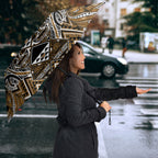 Aotearoa Kati Mamoe Umbrella Maori Brown Tribal Paua Shell Pattern