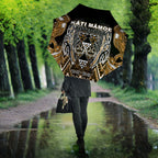 Aotearoa Kati Mamoe Umbrella Maori Brown Tribal Paua Shell Pattern