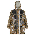 Aotearoa Kati Mamoe Wearable Blanket Hoodie Maori Brown Tribal Paua Shell Pattern