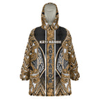 Aotearoa Kati Mamoe Wearable Blanket Hoodie Maori Brown Tribal Paua Shell Pattern