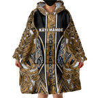 Aotearoa Kati Mamoe Wearable Blanket Hoodie Maori Brown Tribal Paua Shell Pattern