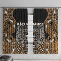 Aotearoa Kati Mamoe Window Curtain Maori Brown Tribal Paua Shell Pattern