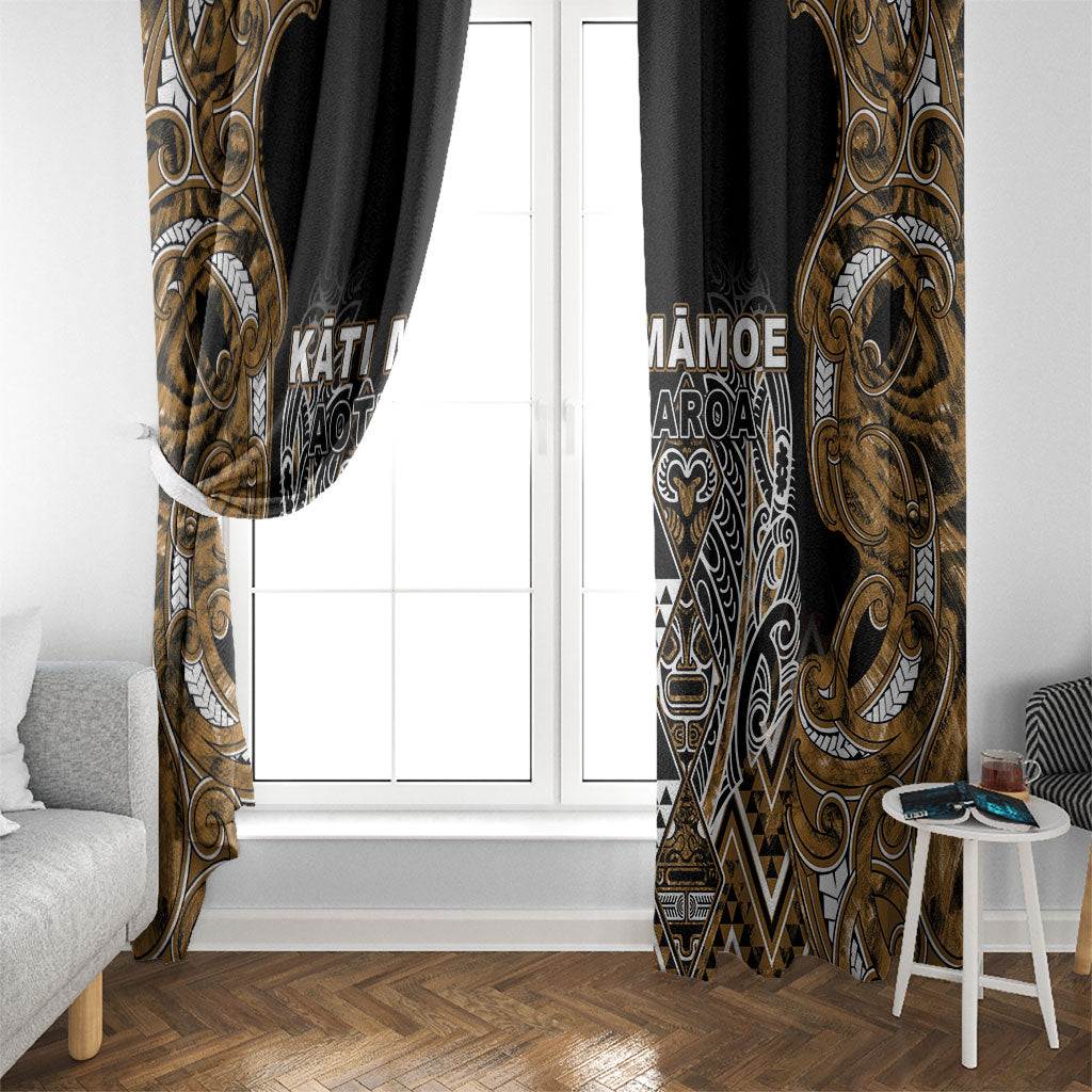 Aotearoa Kati Mamoe Window Curtain Maori Brown Tribal Paua Shell Pattern