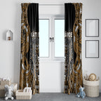 Aotearoa Kati Mamoe Window Curtain Maori Brown Tribal Paua Shell Pattern