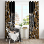 Aotearoa Kati Mamoe Window Curtain Maori Brown Tribal Paua Shell Pattern