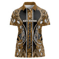 Aotearoa Kati Mamoe Women Polo Shirt Maori Brown Tribal Paua Shell Pattern