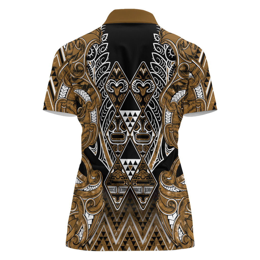 Aotearoa Kati Mamoe Women Polo Shirt Maori Brown Tribal Paua Shell Pattern