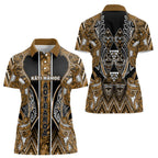 Aotearoa Kati Mamoe Women Polo Shirt Maori Brown Tribal Paua Shell Pattern