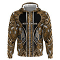 Aotearoa Kati Mamoe Zip Hoodie Maori Brown Tribal Paua Shell Pattern