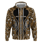 Aotearoa Kati Mamoe Zip Hoodie Maori Brown Tribal Paua Shell Pattern