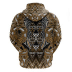 Aotearoa Kati Mamoe Zip Hoodie Maori Brown Tribal Paua Shell Pattern