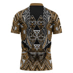 Aotearoa Kati Mamoe Zipper Polo Shirt Maori Brown Tribal Paua Shell Pattern