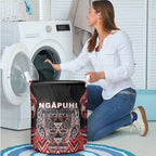 Aotearoa Ngapuhi Laundry Basket Maori Red Tribal Paua Shell Pattern