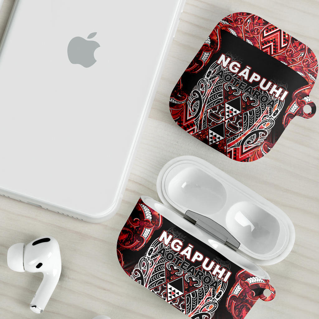 Aotearoa Ngapuhi AirPods Case Maori Red Tribal Paua Shell Pattern