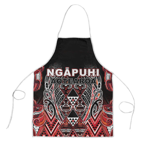 Aotearoa Ngapuhi Apron Maori Red Tribal Paua Shell Pattern