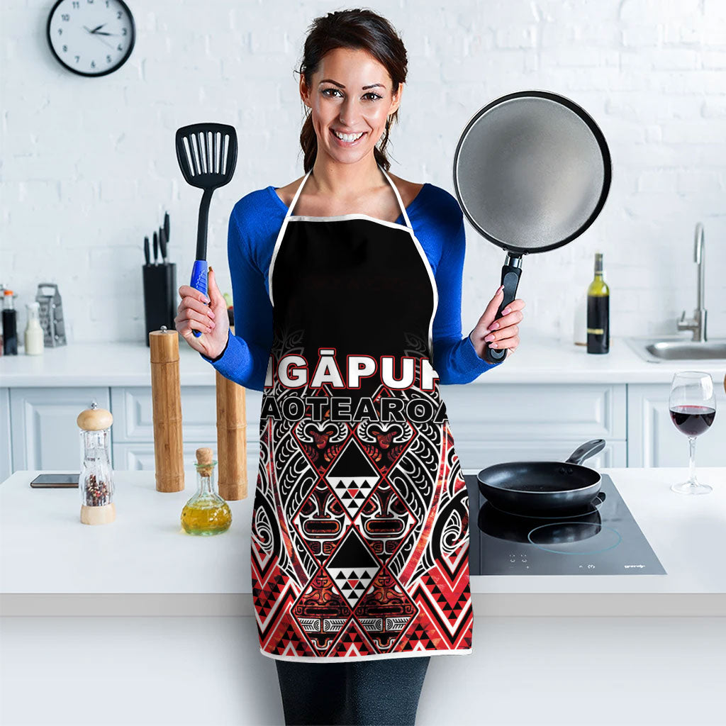 Aotearoa Ngapuhi Apron Maori Red Tribal Paua Shell Pattern