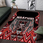 Aotearoa Ngapuhi Area Rug Maori Red Tribal Paua Shell Pattern