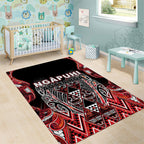 Aotearoa Ngapuhi Area Rug Maori Red Tribal Paua Shell Pattern