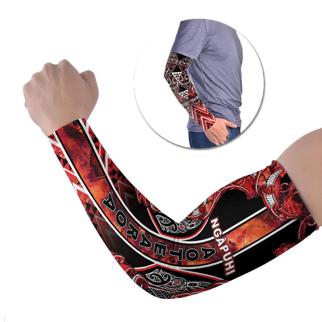 Aotearoa Ngapuhi Arm Sleeves Maori Red Tribal Paua Shell Pattern