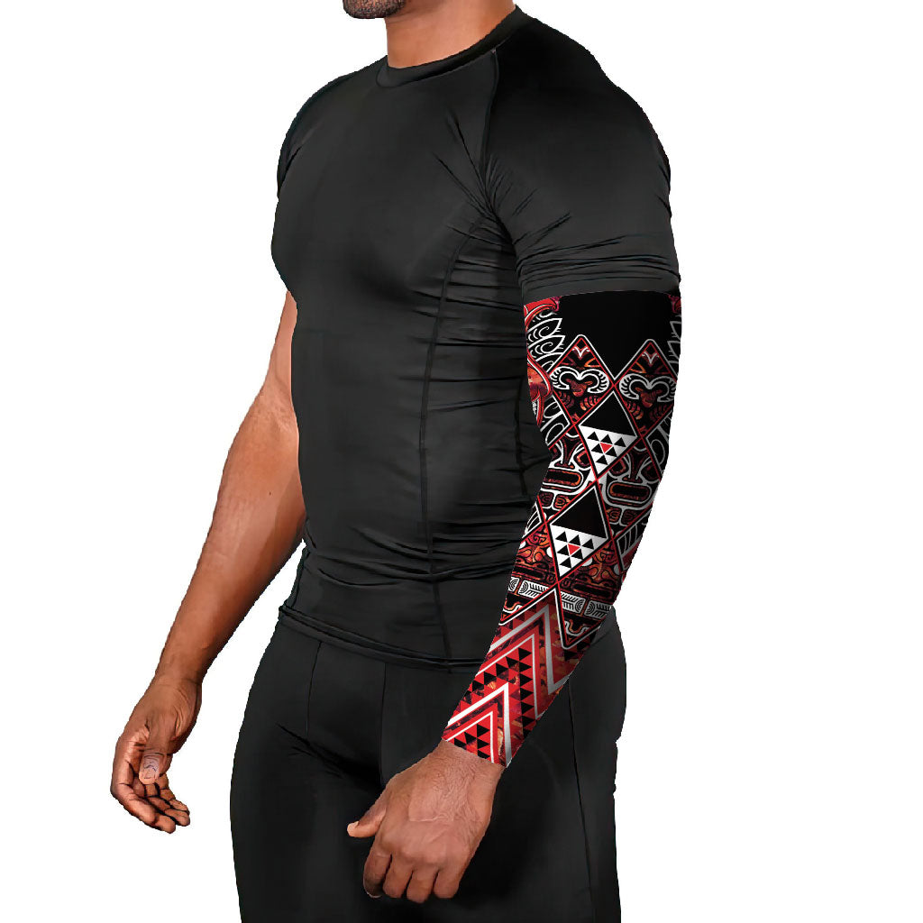 Aotearoa Ngapuhi Arm Sleeves Maori Red Tribal Paua Shell Pattern