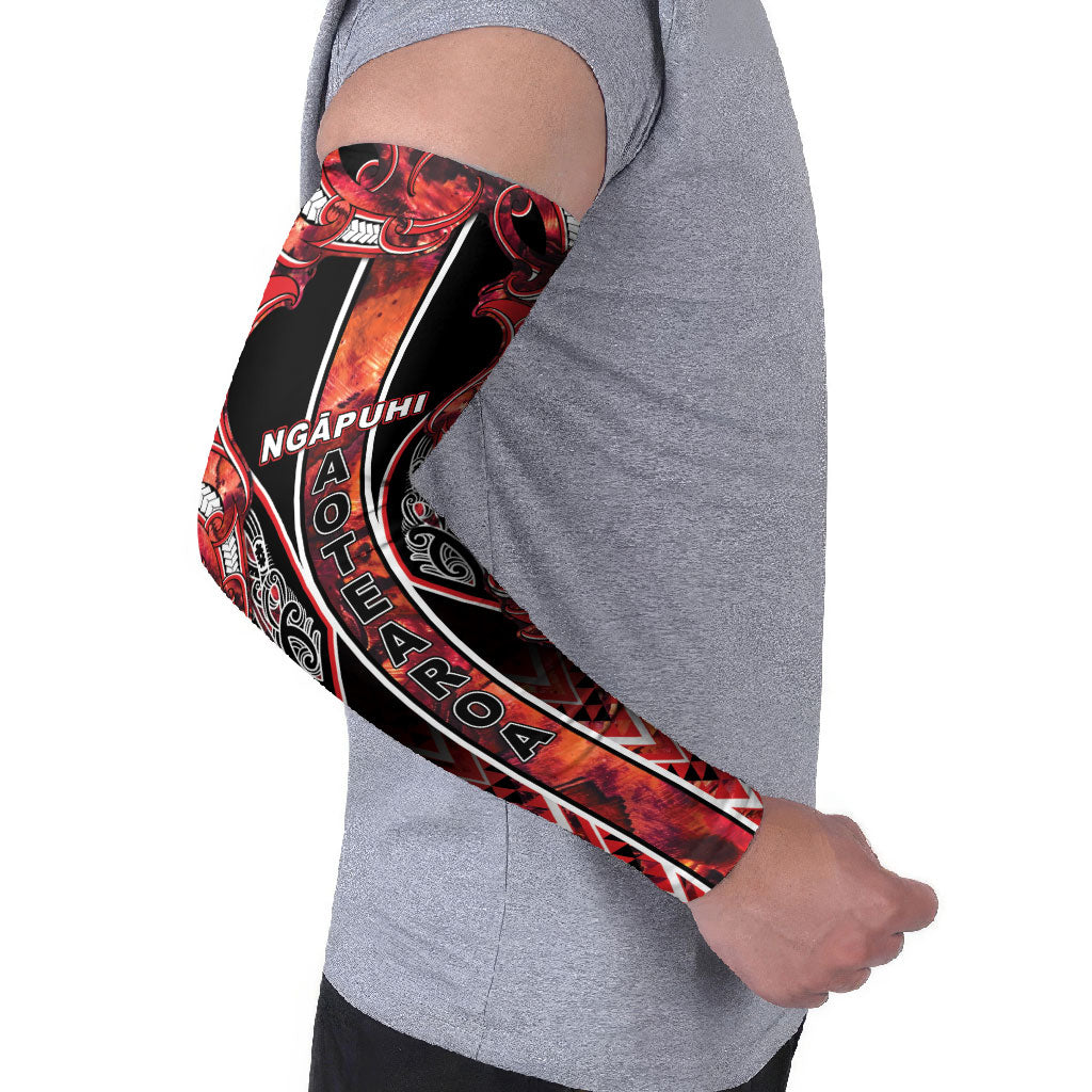 Aotearoa Ngapuhi Arm Sleeves Maori Red Tribal Paua Shell Pattern