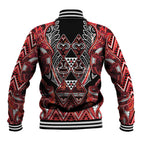 Aotearoa Ngapuhi Baseball Jacket Maori Red Tribal Paua Shell Pattern