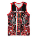 Aotearoa Ngapuhi Basketball Jersey Maori Red Tribal Paua Shell Pattern