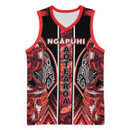 Aotearoa Ngapuhi Basketball Jersey Maori Red Tribal Paua Shell Pattern