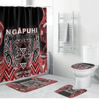Aotearoa Ngapuhi Bathroom Set Maori Red Tribal Paua Shell Pattern