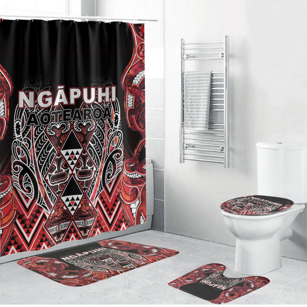Aotearoa Ngapuhi Bathroom Set Maori Red Tribal Paua Shell Pattern