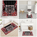 Aotearoa Ngapuhi Bathroom Set Maori Red Tribal Paua Shell Pattern
