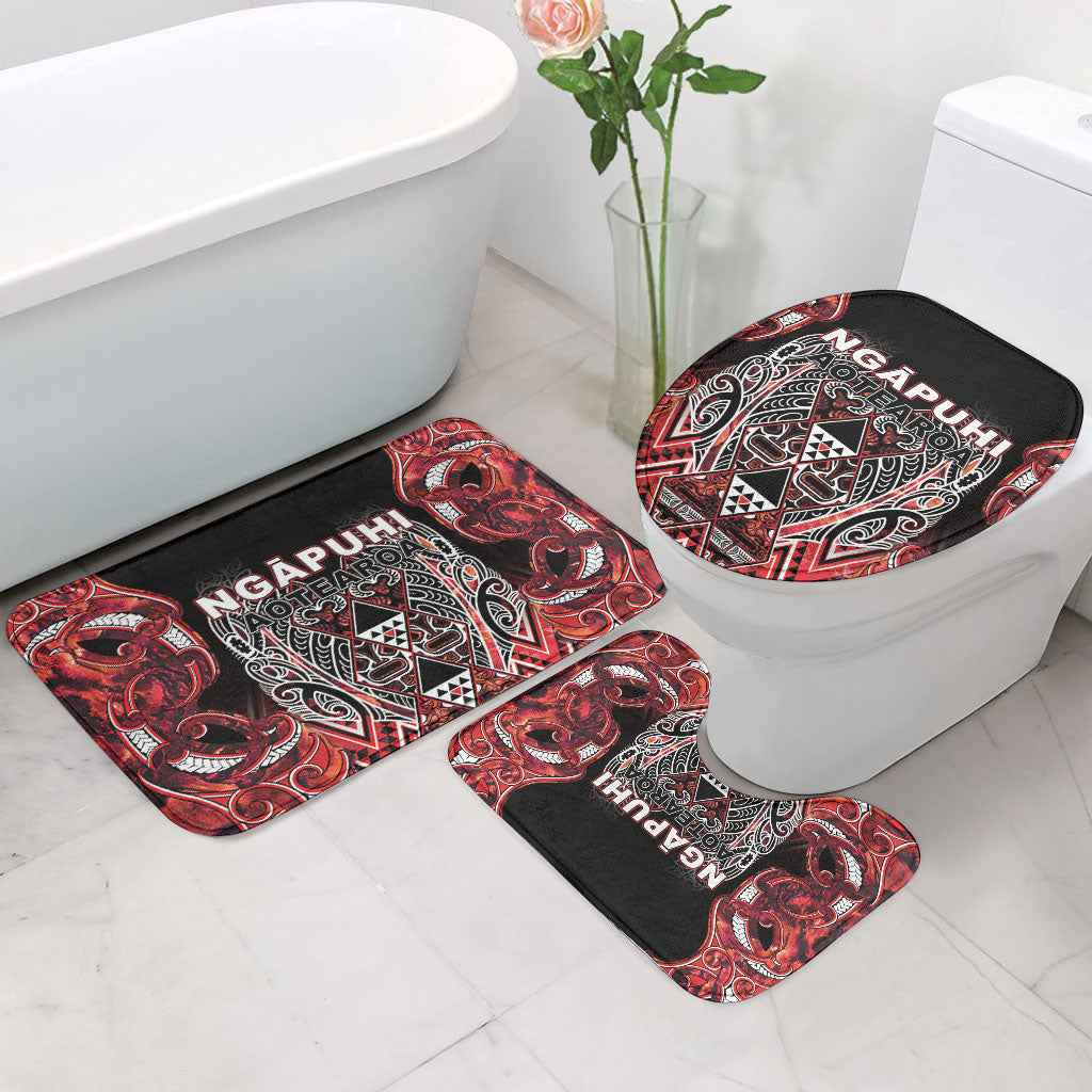 Aotearoa Ngapuhi Bathroom Set Maori Red Tribal Paua Shell Pattern