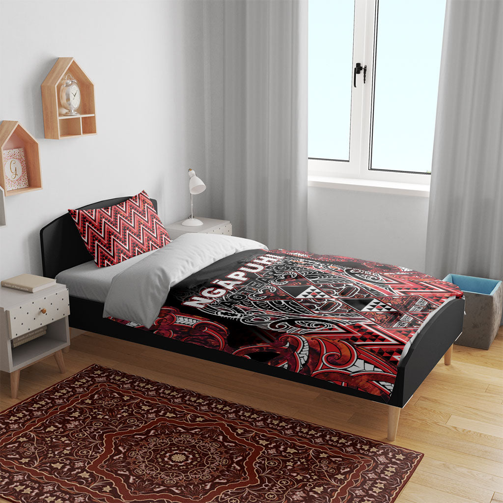 Aotearoa Ngapuhi Bedding Set Maori Red Tribal Paua Shell Pattern