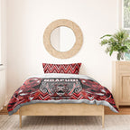 Aotearoa Ngapuhi Bedding Set Maori Red Tribal Paua Shell Pattern