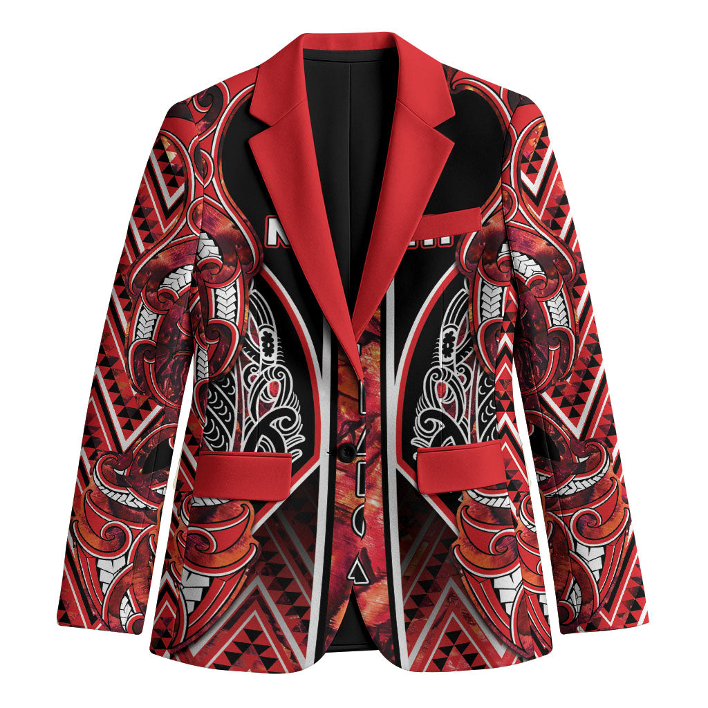 Aotearoa Ngapuhi Blazer Maori Red Tribal Paua Shell Pattern
