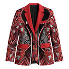 Aotearoa Ngapuhi Blazer Maori Red Tribal Paua Shell Pattern