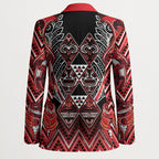 Aotearoa Ngapuhi Blazer Maori Red Tribal Paua Shell Pattern