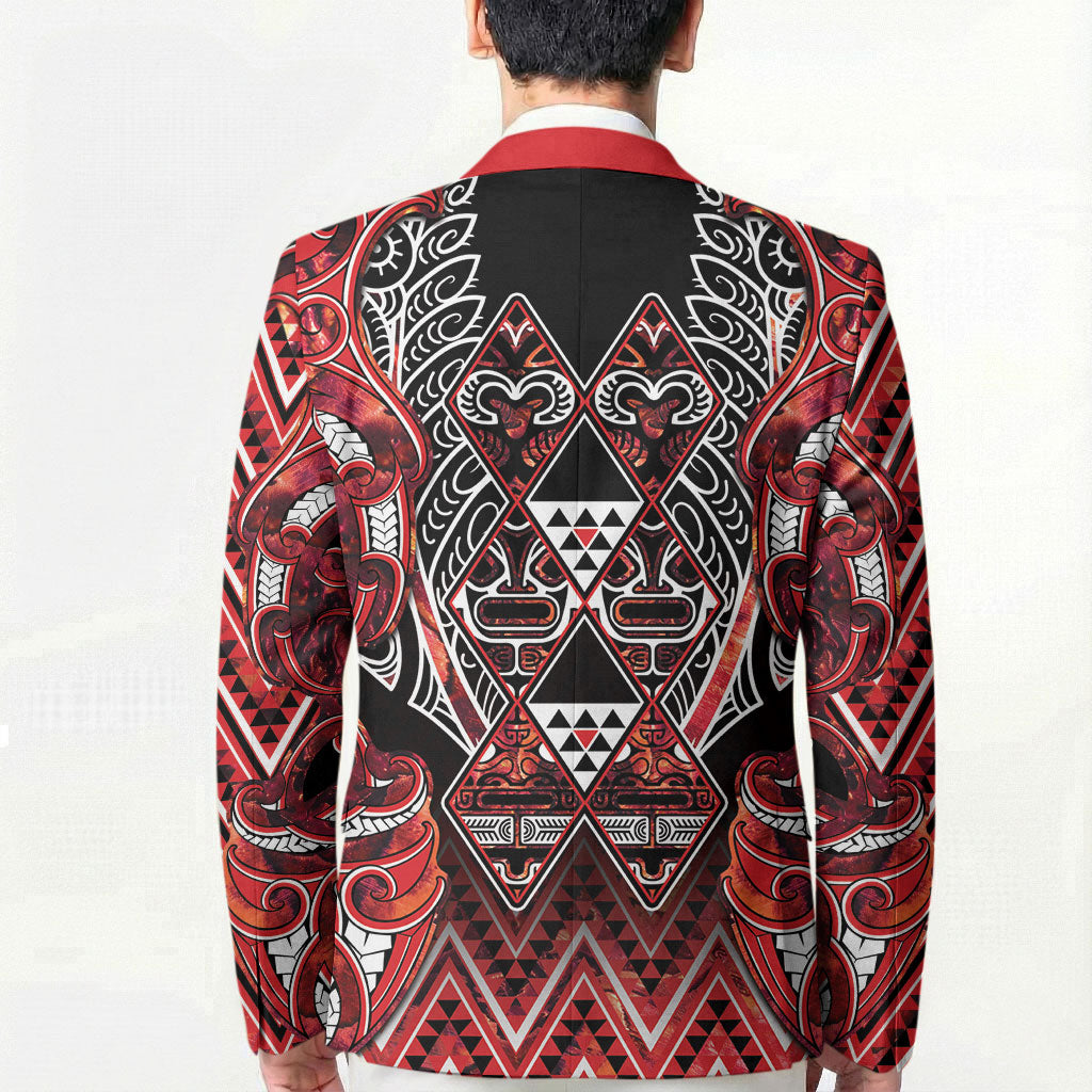 Aotearoa Ngapuhi Blazer Maori Red Tribal Paua Shell Pattern