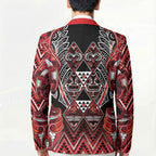 Aotearoa Ngapuhi Blazer Maori Red Tribal Paua Shell Pattern