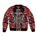 Aotearoa Ngapuhi Bomber Jacket Maori Red Tribal Paua Shell Pattern